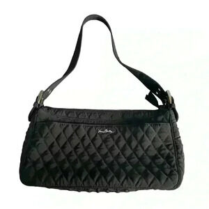 Vera Bradley Vintage Black Shoulder Bag with Unique Wide Buckle Strap EUC